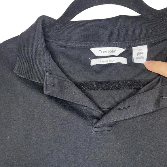 Calvin Klein Black Liquid Touch Short Sleeve Cotton Polo Shirt Size Medium - Picture 2 of 3